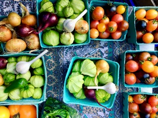 Small boxes of fruits and vegetables